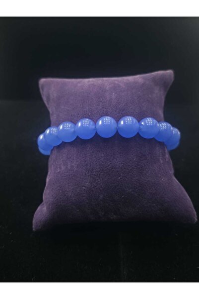 sarıyer silver Blue Agate Natural Stone Elastic Style Suitable for Any Wrist ...