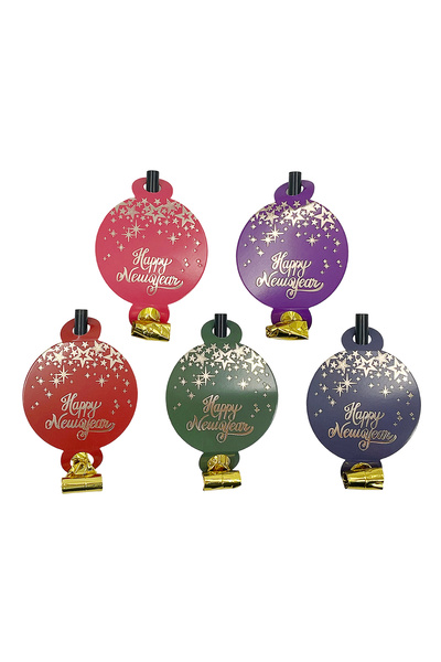 Party Magic زينة رأس السنة الجديدة من رقائق معدنية بألوان متنوعة، 6 قطع/عبوة