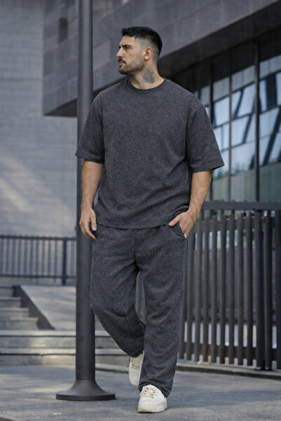 YAKAMEL Ανδρικό σετ φόρμας με λαιμόκοψη ποδηλάτου, ελαστική μέση και φαρδιά μ...