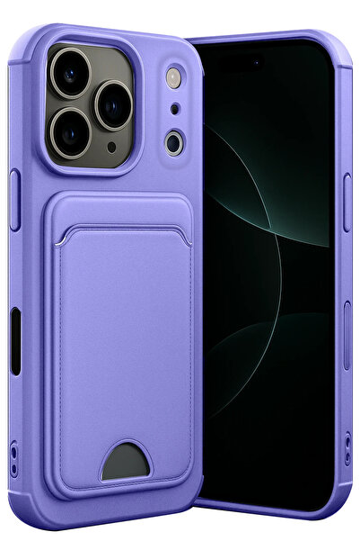 NewFace حافظة سيليكون LVSQVR لهاتف آيفون 17 برو ماكس مع حامل بطاقات (120749) - أرجواني