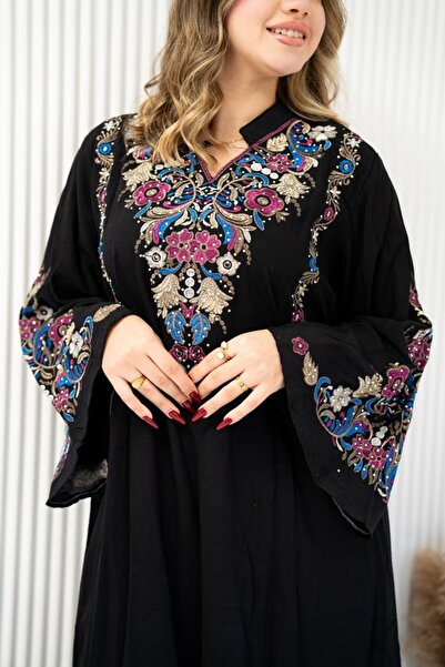 AFandina جلابية كتان مطرزة … لبسة ما تستغنين عنها SM - 5