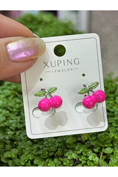 artistik bijuteri Xuping Silver Color Pink Cherry Children's Earrings