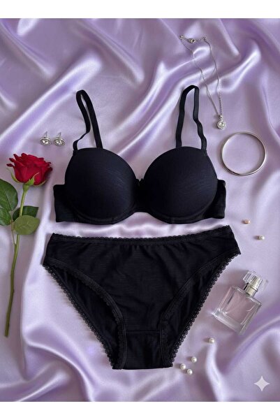 Butik Kadın Siyah İç Çamaşırı Takımı