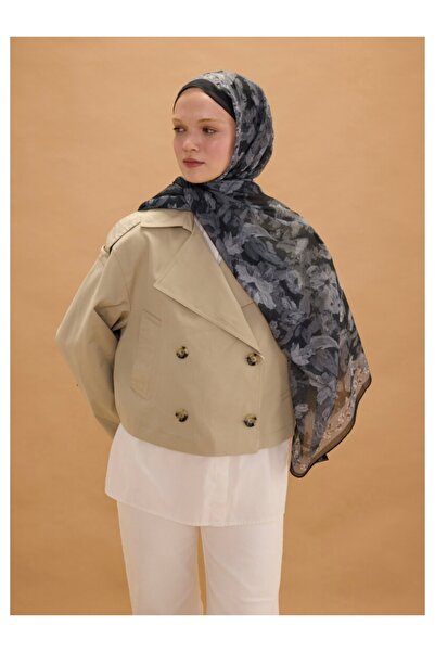 cs camellia scarf Flax Cotton Shawl Floral Patterned