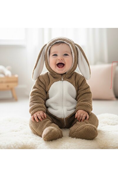 Pamuk Kozası Welsoft Peluş Bebek Tulum - Kapüşonlu Fermuarlı