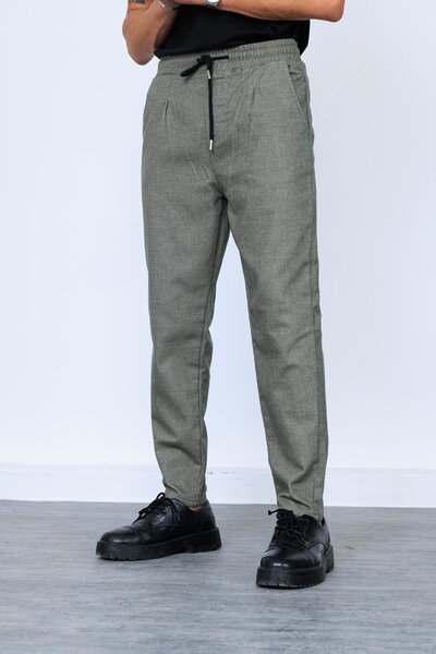 Megalomans Khaki Elastic Wool Jogger Pants