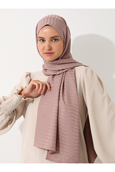 Tuva Diamond Stripe Pattern Shawl - Beige -