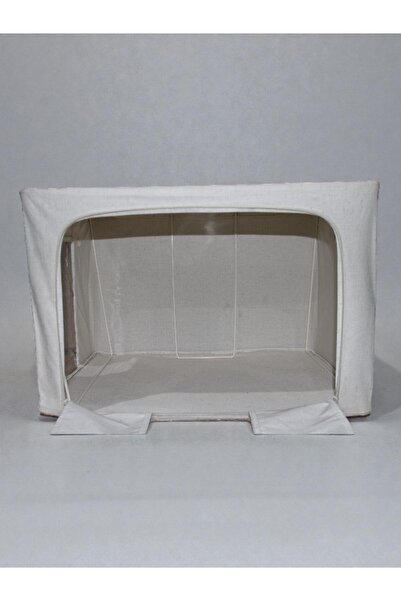 WDA Foldable Fabric Storage Box with Lid & Front Window – Grey/White Organizer Basket