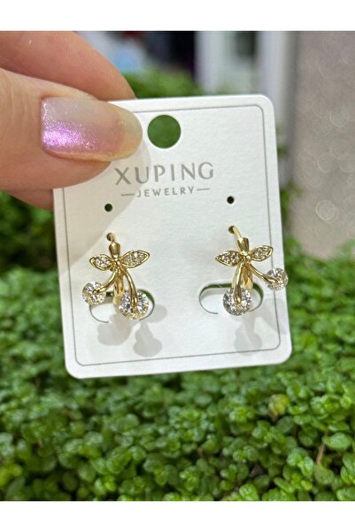 artistik bijuteri Gold Color Stone Cherry Children's Earrings