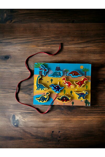 Keskin 3in1 Ahşap Dinazor Tutma Oyunu, Yazı Tahtası, İp Geçirme Oyunu