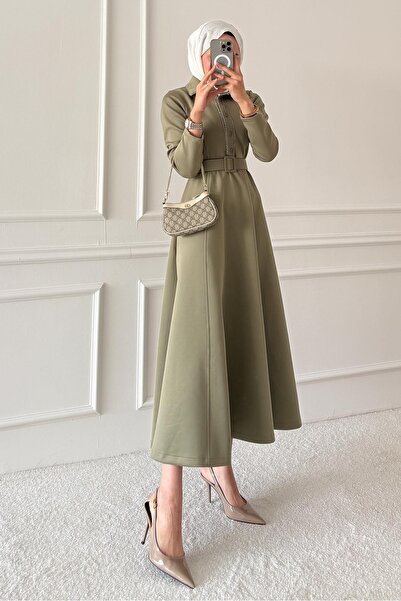 Rimel Moda Yaldızlı Elbise Su Yeşili