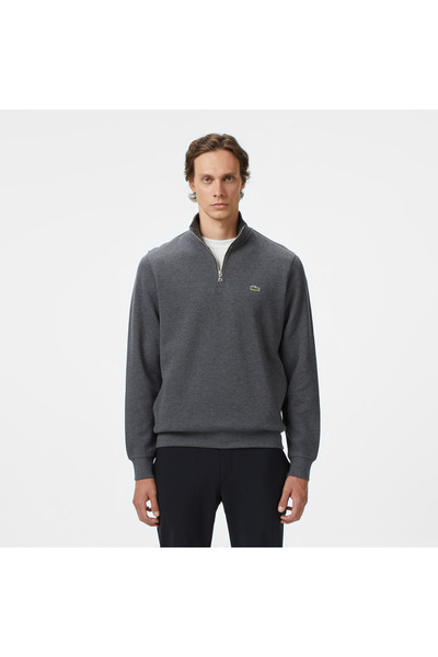 Lacoste Erkek Classic Fit Yarım Fermuarlı Gri Sweatshirt