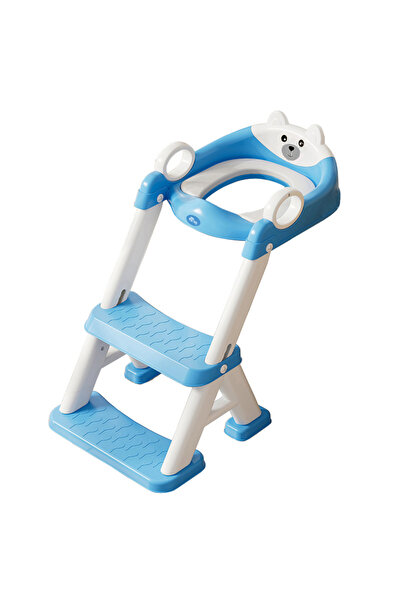 Little Mom Teddy blue children's toilet reducer, two-stage, soft removable PVC ring,