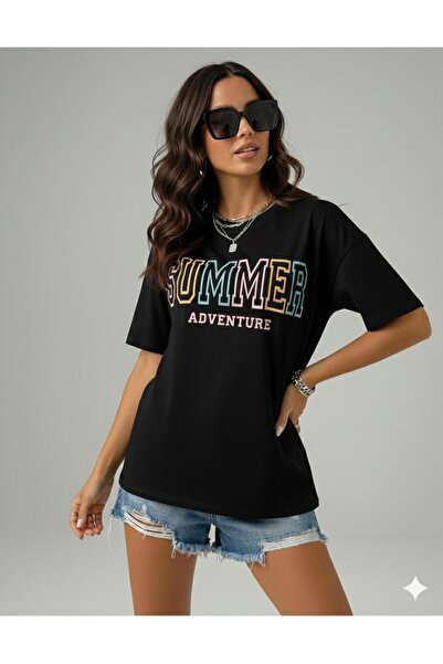 BUWOM تيشيرت نسائي صيفي للمغامرة مطبوع