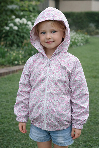 Chicsy Baby Sweet Girl's Double-Sided Hooded Flower Pattern Premium Raincoat