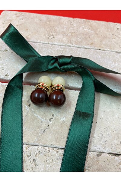 Byoz store Cream Coffee Gold Detailed Earrings