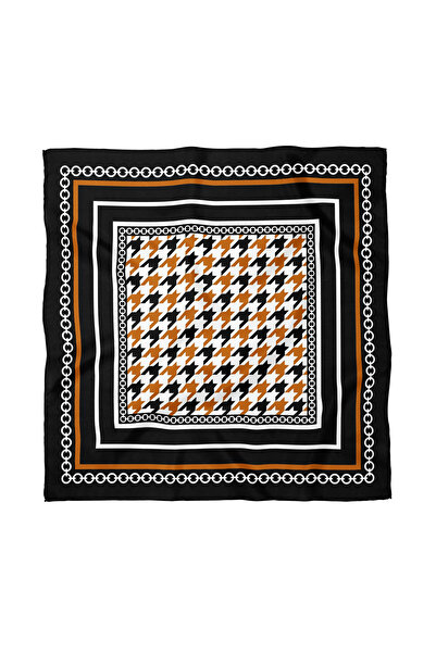 Sultan İpek Kazayağı Desenli Fular / Bandana 70x70cm