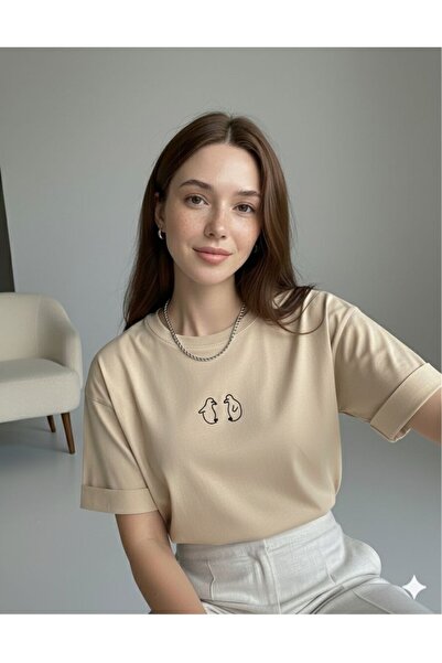 BW Bravely Wear تي شيرت PENGUEN مطبوع الأساسي للسيدات