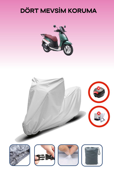 Breen حقيبة خلفية رمادية اللون متوافقة مع Arora Gemma 125، قماش متوافق مع الدراجات النارية، 4 مواسم