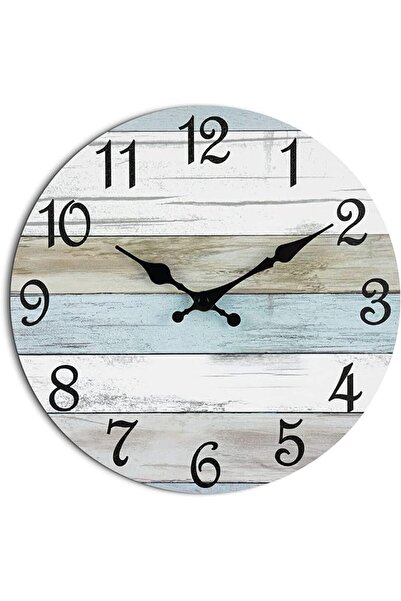 The Bros ساعة حائط صامتة تعمل بالبطارية مقاس 10 بوصات - طراز ريفي ساحلي