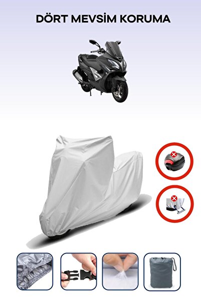 Breen قفل حقيبة خلفية رمادي اللون غير متوافق مع Kymco Xciting 400i، قماش متوافق مع الدراجات النارية، 4 مواسم