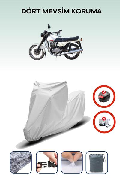 Breen حقيبة خلفية رمادية اللون متوافقة مع Jawa 350 Twin Sport، قماش متوافق مع الدراجات النارية، 4 مواسم