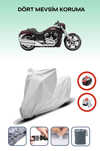 Breen قفل حقيبة خلفية رمادي اللون غير متوافق مع قماش الدراجات النارية المتوافق مع Harley-Davidson VRSCD Night Rod