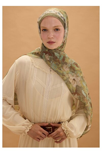 cs camellia scarf Flax Cotton Shawl Floral Patterned