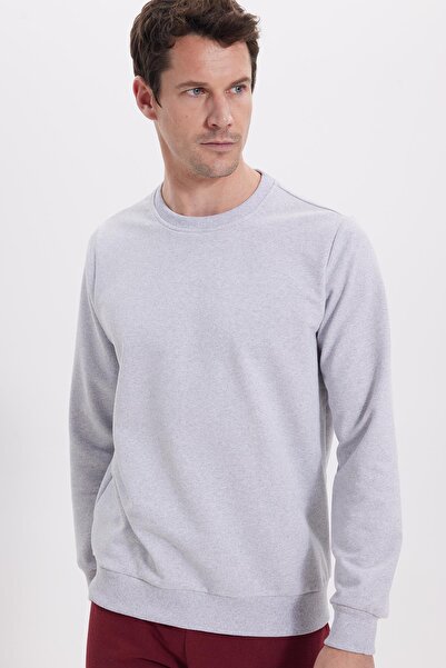 Tudors Men's relaxed fit comfortable cut 100% cotton 2-thread crew neck grey sweatshirt