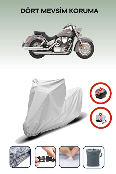 Breen قفل حقيبة خلفية رمادي اللون غير متوافق مع هوندا VTX 1300 S، قماش دراجة نارية متوافق، 4 مواسم