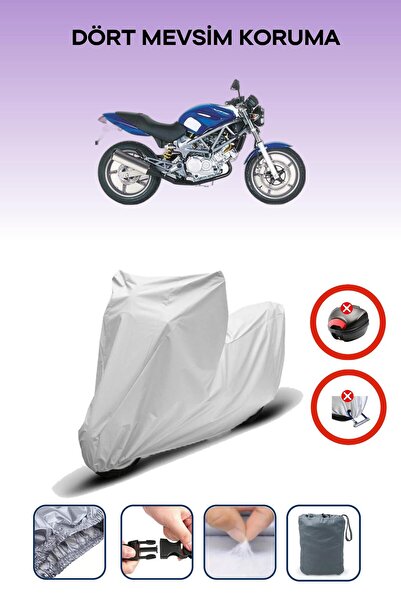 Breen قفل حقيبة خلفية رمادي اللون غير متوافق مع قماش الدراجة النارية المتوافق مع هوندا VTR 250، 4 مواسم