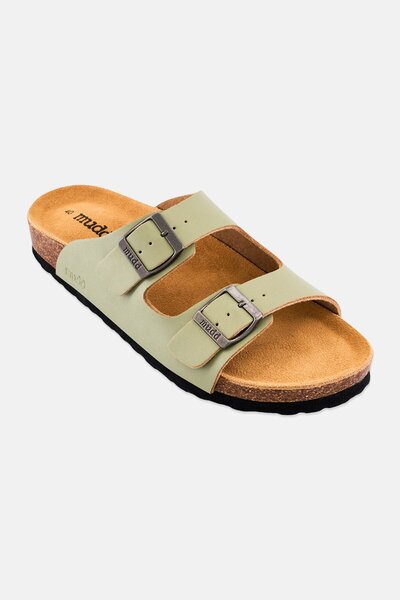 MUDD Women Slip On Cork Sandals, Olive