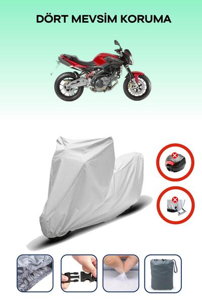 Breen قفل حقيبة خلفية رمادي اللون غير متوافق مع Aprilia Shiver 900، قماش دراجة نارية متوافق، 4 مواسم