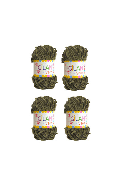 KS GİLAN Gilan Velvet Hand Knitting Yarn 100 Gr. 4 Pieces Khaki