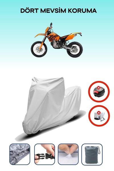 Breen قفل حقيبة خلفية رمادي اللون غير متوافق مع KTM 525 EXC، قماش دراجة نارية متوافق، 4 مواسم