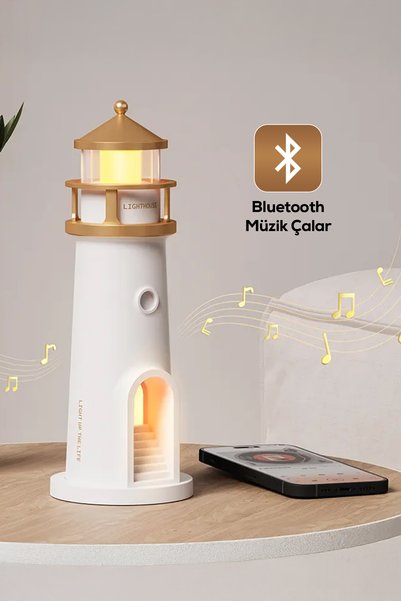 Weisre Deniz Feneri Temalı Akıllı Gece Lambası Bluetooth Bağlantısı, Deniz Sesi, Dekoratif Lamba