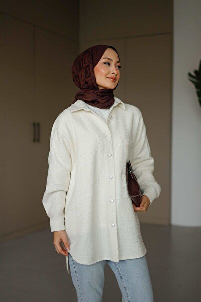 Lamazi Veil Pul Detailled Pocketed Winter Tunic Women's Shirt