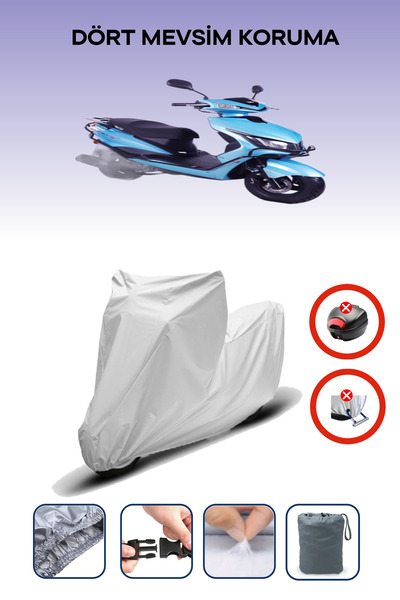 Breen حقيبة خلفية رمادية اللون متوافقة مع RKS Blazer 50 XR Max، قماش متوافق مع الدراجات النارية، 4 مواسم