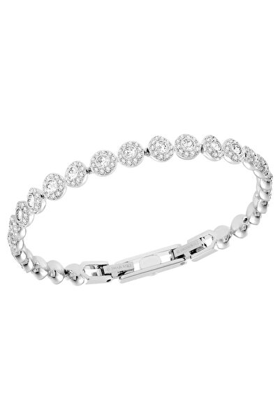 Swarovski Una Angelic Bileklik, Yuvarlak kesim, Küçük, Beyaz, Rodyum kaplama