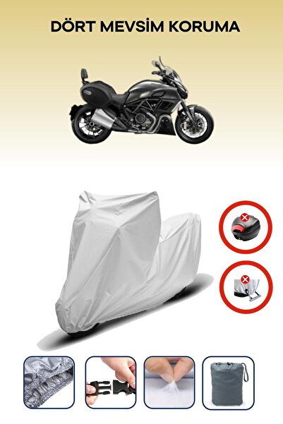 Breen قفل حقيبة خلفية رمادي اللون غير متوافق مع قماش الدراجة النارية دوكاتي ديافيل سترادا، 4 مواسم