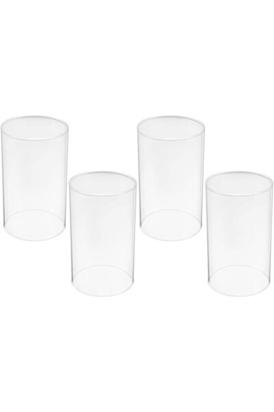 The Bros 4pcs Clear Glass Hurricane Candle Holder Sleeves 7x10cm