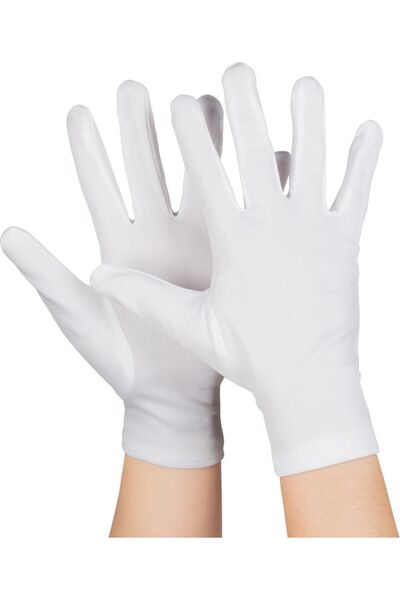 Mustran White Color Children's Lycra Pandomim Gloves