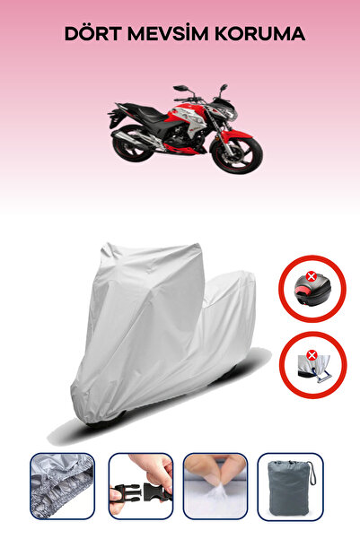 Breen قفل حقيبة خلفية رمادي اللون غير متوافق مع فالكون شارب 150، قماش متوافق مع الدراجات النارية، 4 مواسم