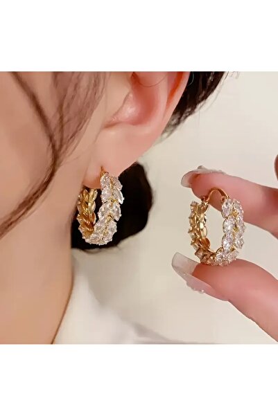 stainless steell VİP gold renk KC altın kaplama buğday başağı model küpe