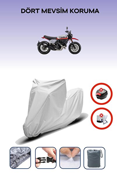 Breen حقيبة خلفية رمادية اللون متوافقة مع دراجة دوكاتي سكرامبلر أوربان موتارد، قماش للدراجات النارية، 4 مواسم