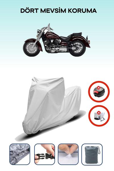 Breen قفل حقيبة خلفية رمادي اللون غير متوافق مع ياماها XVS 1100 دراج ستار، قم...