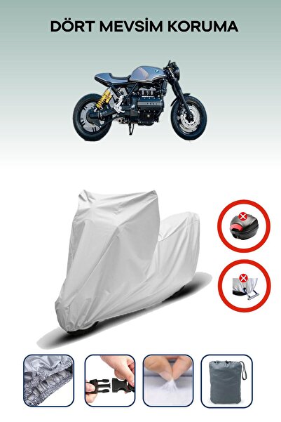 Breen قفل حقيبة خلفية رمادي اللون غير متوافق مع BMW K 1100 LT، قماش دراجة نارية متوافق، 4 مواسم