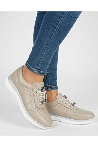 VARLIK AYAKKABI Genuine Leather Full Orthopedic Soft Shoes with Rubber Laces