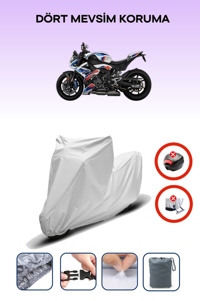 Breen قفل حقيبة خلفية رمادي اللون غير متوافق مع BMW M 1000 RR، قماش دراجة نار...