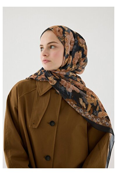 cs camellia scarf Flax Cotton Shawl Floral Patterned